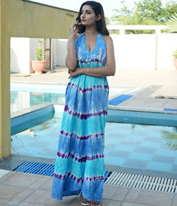 Boho 2024 Tie Dye Mujeres Use sin mangas Maxi vestido con diseño de trabajo manual - Product Image 2