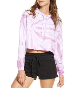 Sweat-shirt à capuche court tie-dye en gros OEM, sweat-shirt à capuche personnalisé, sweat-shirt court pour femmes - Product Image 4