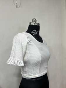 Chemise en dobby extensible prête à porter, manches à volants élégantes, haut prêt à porter pour femmes, meilleur prix de gros - Product Image 5