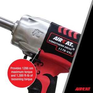 Llave de impacto neumática Vibrotherm de doble martillo de 1/2 pulgada con 1,300 lb-pie de torque y yunque extendido de 2 pulgadas, personalizable OEM - Product Image 3