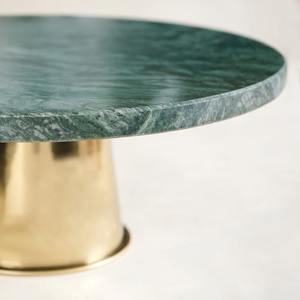 Support à gâteau en marbre vert naturel avec base en métal doré, design de piédestal à dessert rond en pierre luxueux pour la décoration de table moderne à la maison - Product Image 4