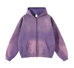 Sweat à capuche en coton vintage personnalisé pour homme et femme, délavé et surdimensionné, poids lourd, couleur unie, décontracté, streetwear automne/hiver - Product Image 5