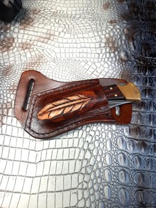 Soporte de cuchillo plegable de bolsillo de cuero izquierdo para cuchillo al aire libre, cuchillos de supervivencia - Product Image 3