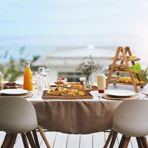 Wooden 3-Tier Rectangle Serving Platter Brown <b>Decorative</b> Tray for Farmhouse Party Cupcake Stand - Product Image 5