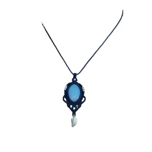 Necklace Navy Blue Opalite Stone <b>Silver</b> Beads Handmade Gemstone Pendant Labradorite <b>Choker</b>, Moonstone Pearl Necklace - Product Image 1