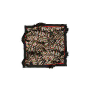 Silk Square Scarf with Black Leaf Pattern Custom Designer Print for Spring and Summer - Product Image 1