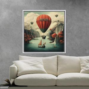 Impresión en lienzo de globos aerostáticos elegantes, decoración moderna para pared, con marco blanco - Product Image 1