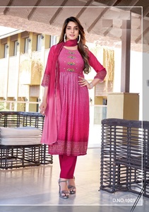 Nuevo Catálogo de Conjuntos de Kurti y Dupatta Nazneen de Algodón Digital Georgette Multicolor de Secado Rápido para Todas las Temporadas, para Exportación Dhwaja - Product Image 4