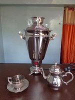 Samovar en cuivre de thé turc 4 litres en acier inoxydable chromé samovar