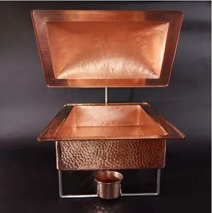 Plat de service de restauration en cuivre avec couvercle pour la maison hôtel restaurant et ustensiles de cuisine plats de service décor plat de service couleur cuivre - Product Image 4