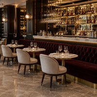 Mobilier d'hôtellerie, ensemble de salle à manger moderne et luxueux, banquette rembourrée, table ronde et chaises pour restaurant