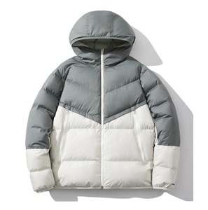 Venta al por mayor Reversible Down Coat Short Fur Collar Hood Winter Reversible Bubble Coat Puffer Jacket - Product Image 1