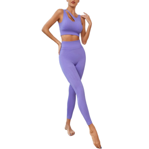 Ensemble de yoga sans couture à séchage rapide pour femme, couleur unie, taille haute, effet push-up, idéal pour le fitness et la course à pied - Product Image 1