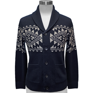 Cárdigan Largo de Lana Merino Acrílica Gruesa con Cuello en V, Personalizado, a Precio Competitivo, de Punto, Nuevo, Moderno, para Hombre, con Patrón Invernal Personalizado - Product Image 1