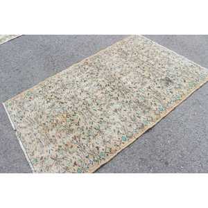 3.8x6.4 ft Turkish Traditional Vintage Patchwork Rug Eco Friendly <b>Brown</b> <b>Wool</b> Area Rug with Latex Backing - Product Image 2