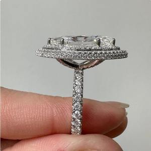 แหวนหมั้น925สีเงินสองชั้นพร้อมมาร์คีสตัดสีขาวเพชรโมอิสอัญมณีสแตนเลสสีทึบสำหรับเป็นของขวัญ - Product Image 3