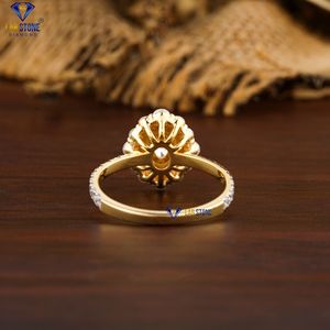 1,28 TDW Anillo de Halo de Diamante Ovalado y Redondo en Oro Amarillo Oro de 18K Anillo de Compromiso y Bodas Delight Deslumbrante - Product Image 3