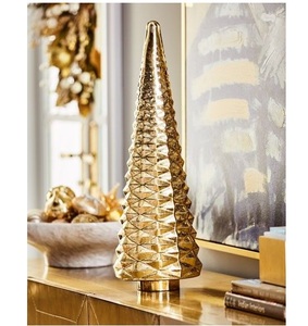 Animated Christmas Tree Decorations <b>Small</b> Christmas Tree Gold Color Metal Tabletop Outdoor Lightweight Eco-Friendly - Product Image 1