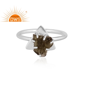 Best Selling 925 Fine Sterling Silver Natural Rough <b>Moldavite</b> Gemstone Stackable <b>Ring</b> Custom Jewelry Manufacturer - Product Image 2