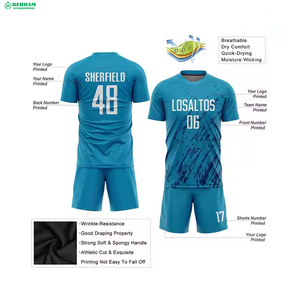 Maillots de football Behram International en promotion – Ensemble personnalisable avec logo, 100 % polyester respirant, impression par transfert thermique, séchage rapide - Product Image 2