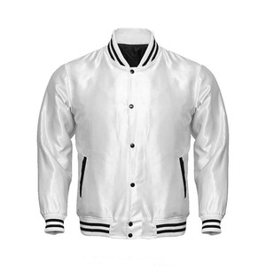 Chaqueta universitaria de satén con logotipo personalizado para hombre, chaqueta bomber de béisbol, precio de fábrica OEM - Product Image 6