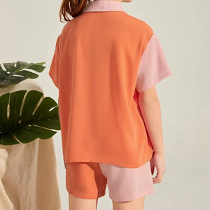 ชุดคอลเล็คชั่นใหม่ชุดเด็กผู้หญิงชุดกระดุมด้านหน้าและกางเกงขาสั้นแขนสั้นปรับแต่งโลโก้ของคุณเองสำหรับฤดูร้อน - Product Image 3