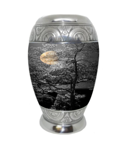 Premium Metal Urn for Ashes Black and White Roses Floral Cremation Memorial Decoration Free <b>Velvet</b> <b>Bag</b> Included - Product Image 5