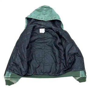 Veste de travail en toile de canard épaisse personnalisée avec doublure vintage délavée, veste à capuche zippée, sweat-shirt délavé à l'acide, échantillon gratuit - Product Image 5