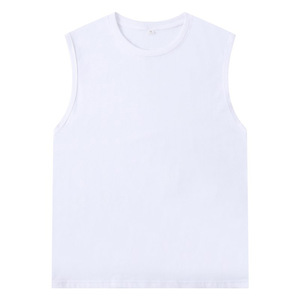 T-shirts de fitness d'été personnalisés pour hommes ensemble de chemises sans manches 100% coton avec design uni vêtements de sport décontractés avec propre logo style formel - Product Image 3