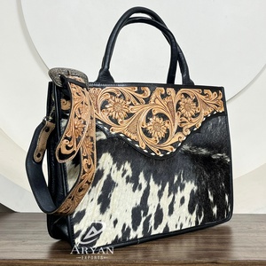 Manufacturers Wholesale OEM 2025 <b>Tooled</b> Leather <b>Tote</b> <b>Bag</b> Genuine Cowhide Leather Vintage Luxury Designer Handbags for Women's - Product Image 1