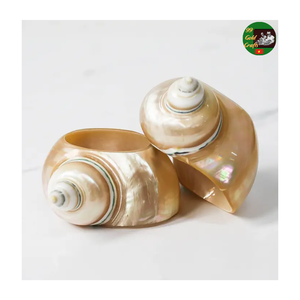 Anneaux de serviette en coquillage naturel faits à la main, fournisseur de décoration de table, anneaux de serviette en coquillage naturel faits à la main, décoration de table naturelle - Product Image 6