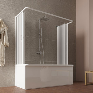 Porta Doccia Pieghevole Forte in PVC, Sistema a Fisarmonica Reversibile Anticalcare, Modello Vasca a 3 Lati Durevole - Product Image 1