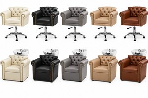 Fauteuil de Barbier Européen en Similicuir, Rotation à 360 Degrés, Bac à Shampooing, Repose-Pieds Réglable, Moderne et Durable pour Salon de Beauté et Barbier - Product Image 5