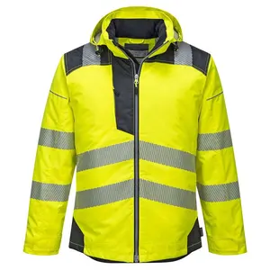 Mantel Hujan Reflektif Hi Viz, Berlapis Poliester Rajutan dengan Lapisan Fluorescent Reflektif Reflektif Hi Vis