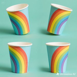 Eco Friendly Rainbow Vaso de papel 16 oz 50 paquetes desechables y elegantes - Product Image 5