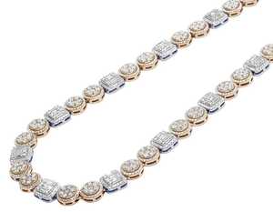 Collar DE TENIS cuadrado de 8mm, cadenas de roca, cadena de tenis Baguette helada chapada en oro rosa para regalo de boda, parejas de estilo Hip Hop - Product Image 1