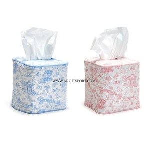 Juego de 2 cajas de papel tisú de madera azul y rosa, decoración de mesa de diferentes tamaños, caja de almacenamiento de pañuelos para bodas y eventos a la venta - Product Image 1