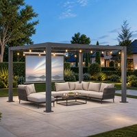 Auvent de pergola rétractable motorisé, imperméable, avec structure en aluminium et télécommande, abri résistant aux intempéries et à la pluie