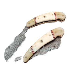Camel Bone Handle Custom Hand Made Damascus Straight shaving Razor (Rz309) - Product Image 2