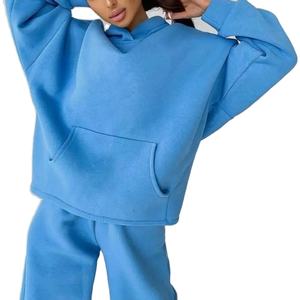 OEM Survêtement Surdimensionné pour Femmes Polaire Lourde à la Mode Baggy Ensemble pour Femmes Pantalon de Survêtement Évasé et Ensemble à Capuche - Product Image 5