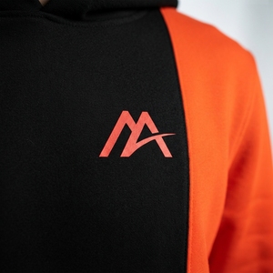 MATTIERA Mens Black Orange Two Tone Washed Zip Up <b>Hoodie</b> <b>Red</b> Logo Fleece Sweatshirt Streetwear Casual Hooded Jacket Custom Appar - Product Image 5