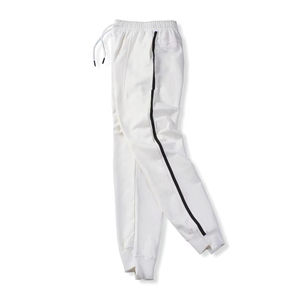 Pantalones de chándal de algodón 100% personalizados para hombre al por mayor, pantalones de chándal informales deportivos, diseño de rayas laterales, cintura media, cordón liso teñido - Product Image 3