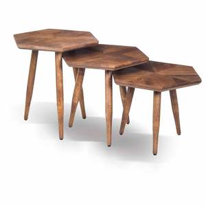 Mesa nido de madera para decoración rústica moderna y contemporánea del hogar con diseño de muebles compactos - Product Image 6