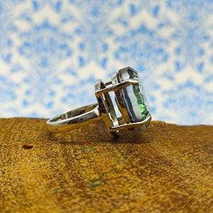 แหวนพลอยบุษราคัมสีเงินสเตอร์ลิง925ทันสมัยหินรูปไข่เรียบเนียนสวยงามทันสมัยสำหรับงานแต่งงานและปาร์ตี้ - Product Image 3