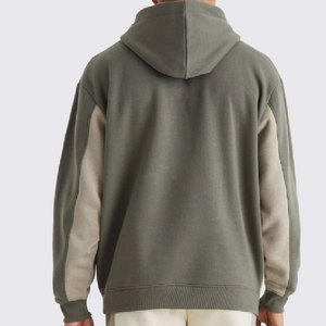 Sweat à capuche en polaire personnalisé 320 g/m² 100 % coton pour l'hiver, veste à deux couleurs, bloc de couleur unique, sweat à capuche patchwork bicolore - Product Image 4