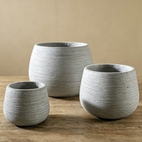 Pot de fleurs en ciment léger et durable de style nordique, rond, écologique, sculpté à la main, pour l'extérieur/l'intérieur, pour le jardin, la terrasse