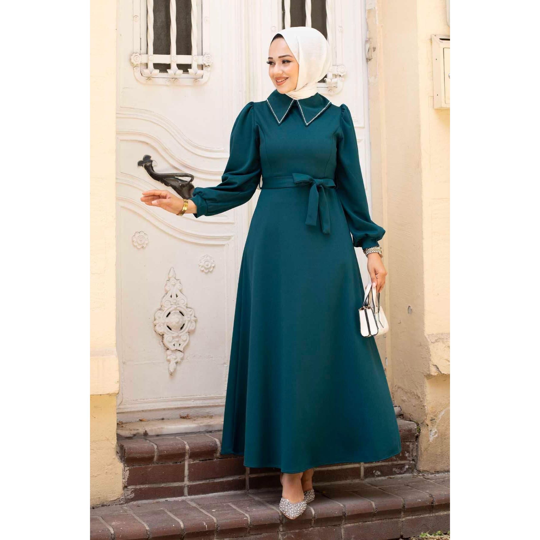 Petrol Blue Dresses Linen Maxi Wrap Dress Casual Summer