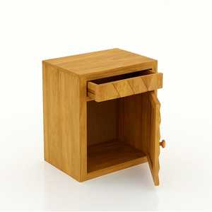 Table de chevet moderne à un tiroir en bois massif, meuble de rangement assemblé et élégant pour appartement, hôtel ou maison, meubles de chambre à coucher - Product Image 3