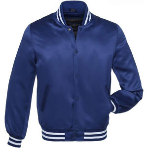 Veste de baseball violette avec logo personnalisé, veste bomber en satin pour hommes, fabricant OEM ODM, varsity - Product Image 1