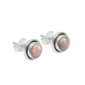 Best Selling New Design 925 <b>Sterling</b> <b>Silver</b> Natural Rhodochrosite Gemstone Round Shape Classy <b>Stud</b> Earrings Handmade Jewelry - Product Image 1
